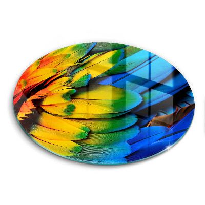 Tagliere in vetro Piume di pappagallo colorate