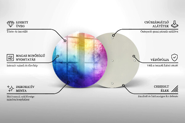 Tagliere in vetro Spruzzi di acquerello arcobaleno