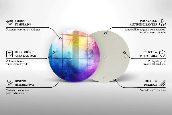 Tagliere in vetro Spruzzi di acquerello arcobaleno