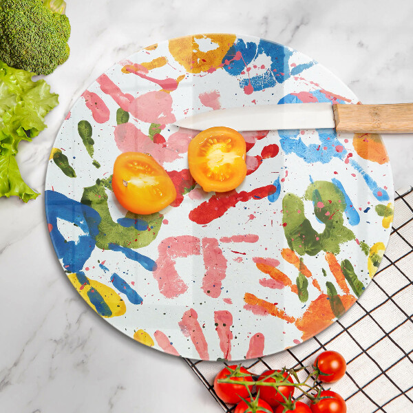 Tagliere in vetro Tracce delle mani dei bambini