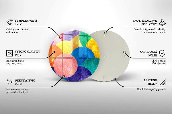Tagliere in vetro Cerchi colorati
