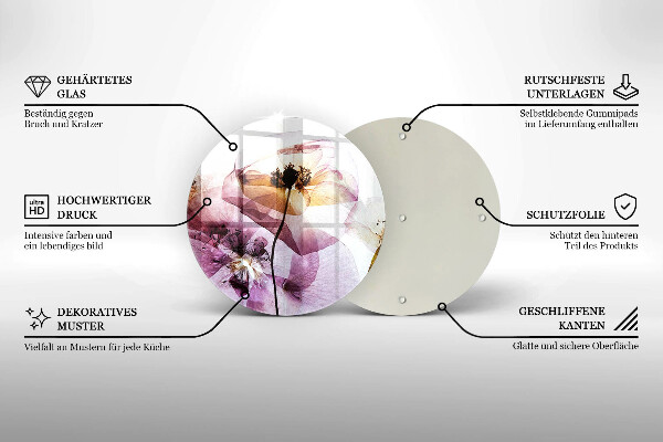 Tagliere in vetro Fiori delicati