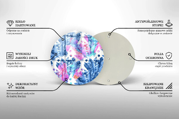 Tagliere in vetro Illustrazione di piume boho