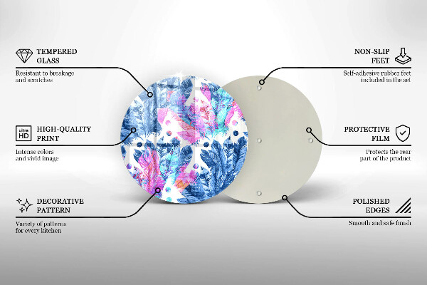 Tagliere in vetro Illustrazione di piume boho