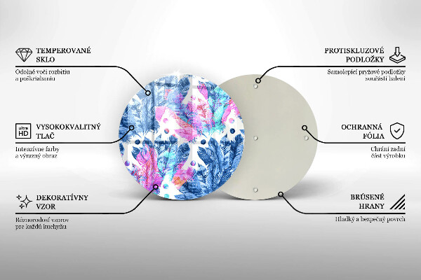 Tagliere in vetro Illustrazione di piume boho