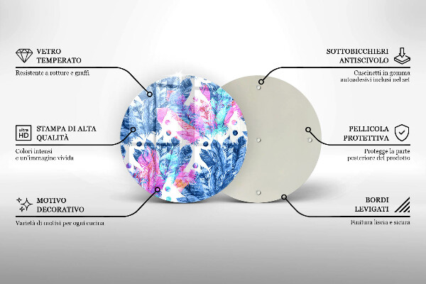 Tagliere in vetro Illustrazione di piume boho