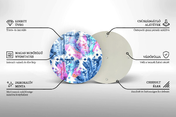 Tagliere in vetro Illustrazione di piume boho