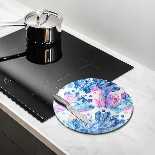 Tagliere in vetro Illustrazione di piume boho