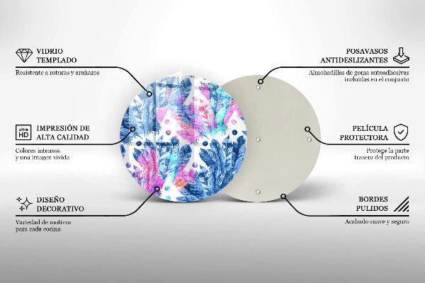 Tagliere in vetro Illustrazione di piume boho