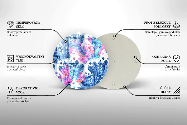 Tagliere in vetro Illustrazione di piume boho