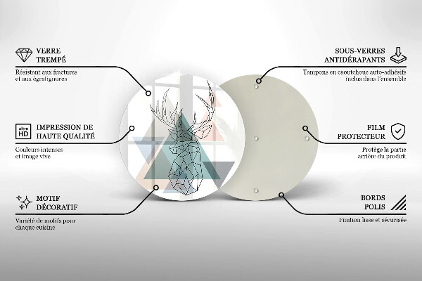 Tagliere in vetro temperato Cervi astratti