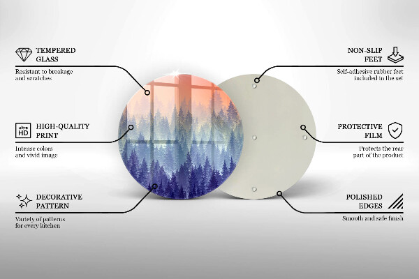 Tagliere in vetro temperato Foresta al tramonto