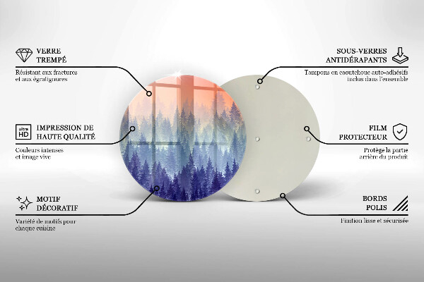 Tagliere in vetro temperato Foresta al tramonto