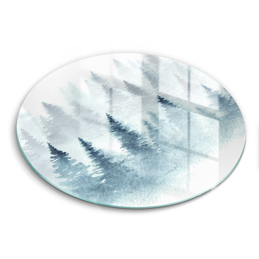 Tagliere in vetro temperato Foresta invernale dipinta