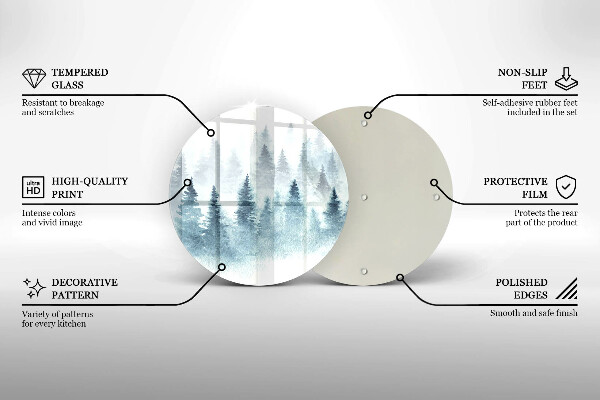 Tagliere in vetro temperato Foresta invernale dipinta