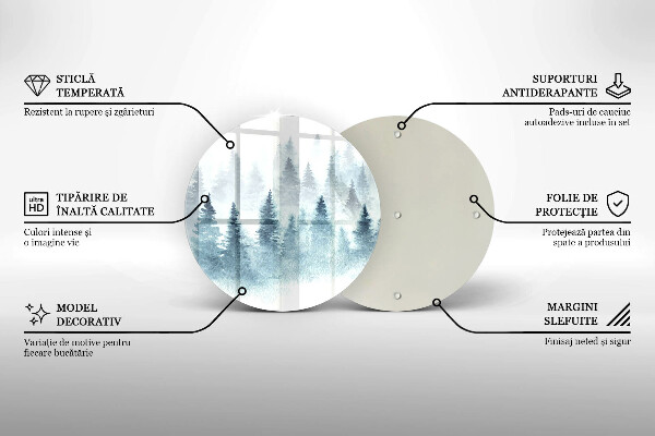 Tagliere in vetro temperato Foresta invernale dipinta