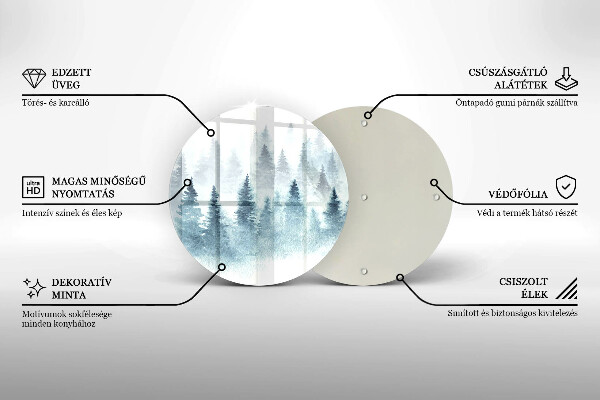 Tagliere in vetro temperato Foresta invernale dipinta