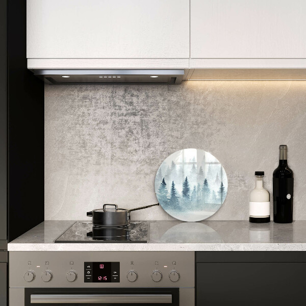 Tagliere in vetro temperato Foresta invernale dipinta