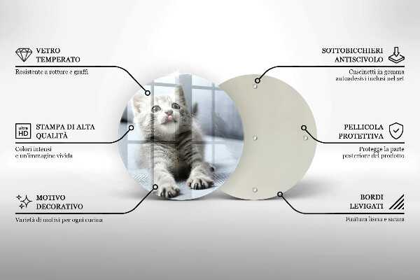 Tagliere in vetro Piccolo gattino carino