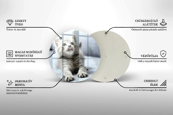 Tagliere in vetro Piccolo gattino carino