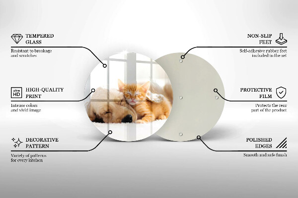 Tagliere in vetro Animali cane e gatto