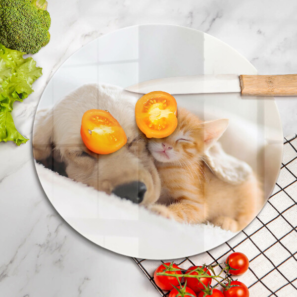 Tagliere in vetro Animali cane e gatto