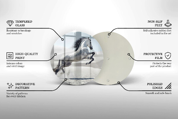 Tagliere in vetro Destriero del cavallo bianco