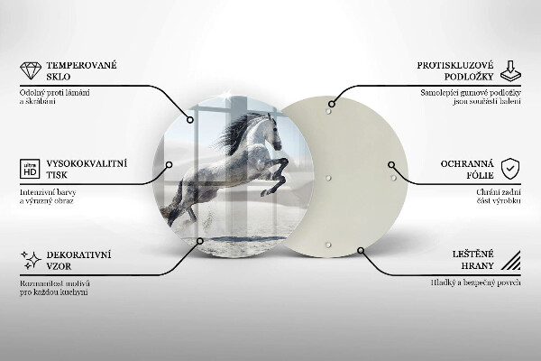Tagliere in vetro Destriero del cavallo bianco