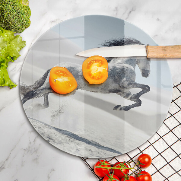 Tagliere in vetro Destriero del cavallo bianco