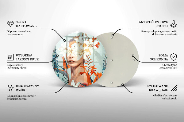 Tagliere in vetro Donna tra i fiori