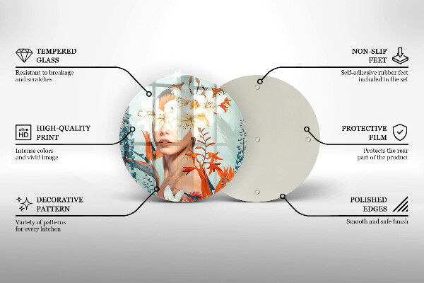 Tagliere in vetro Donna tra i fiori