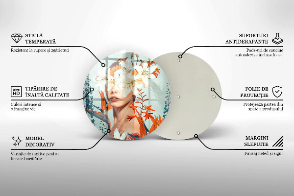 Tagliere in vetro Donna tra i fiori