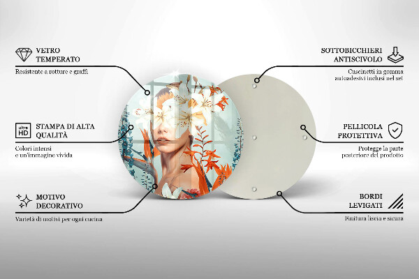 Tagliere in vetro Donna tra i fiori