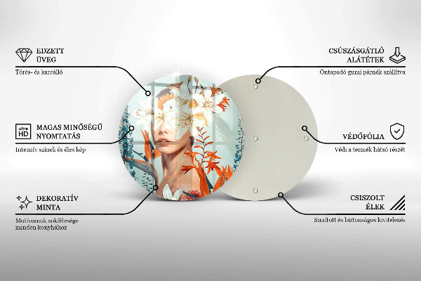 Tagliere in vetro Donna tra i fiori