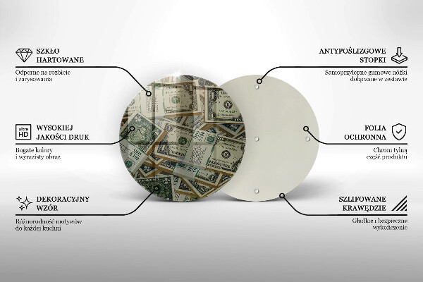 Tagliere in vetro temperato Dollari in denaro