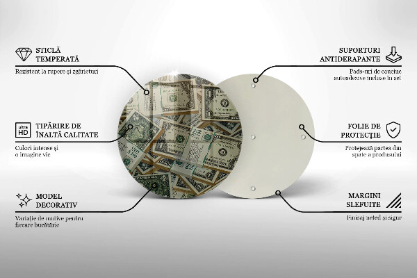Tagliere in vetro temperato Dollari in denaro