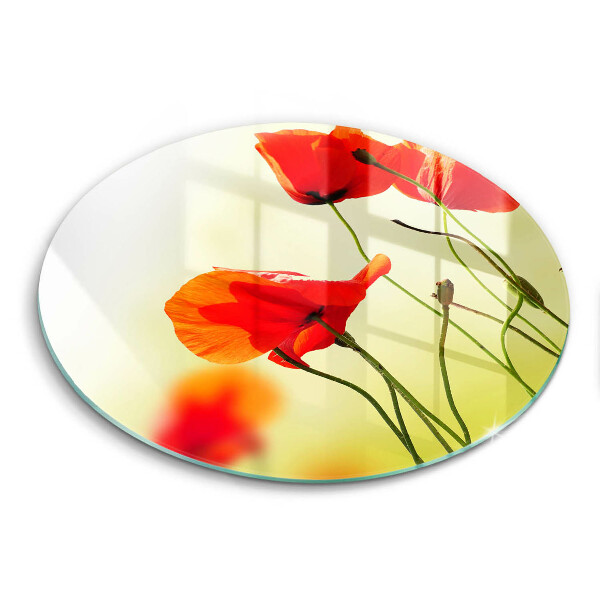 Tagliere in vetro Fiori di papaveri rossi