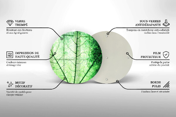 Tagliere in vetro Foglia venata decorativa