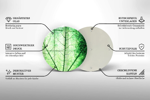 Tagliere in vetro Foglia venata decorativa