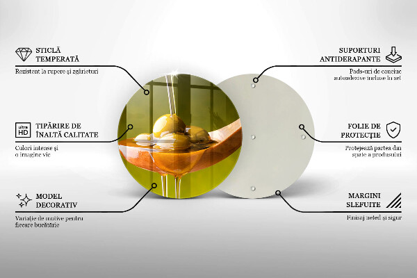 Tagliere in vetro Olio d'oliva e olive