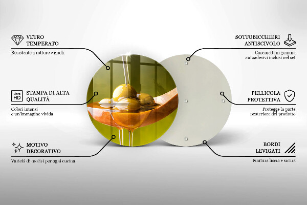 Tagliere in vetro Olio d'oliva e olive