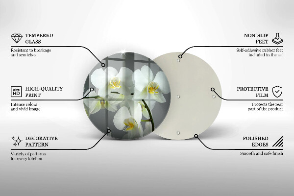 Tagliere in vetro Fiori di orchidea bianca