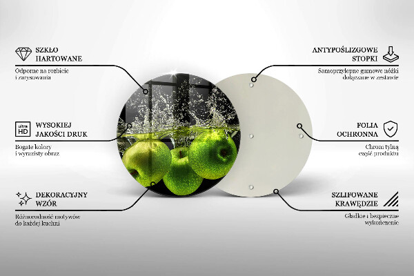 Tagliere in vetro Mele verdi e acqua