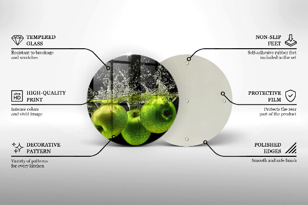 Tagliere in vetro Mele verdi e acqua