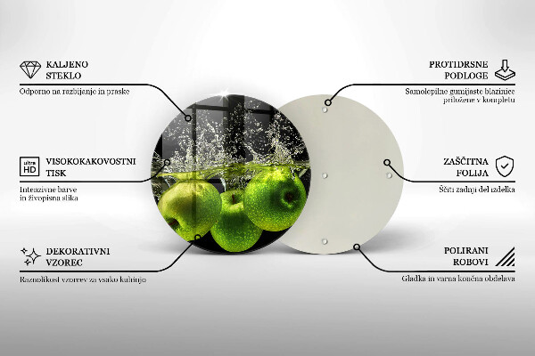 Tagliere in vetro Mele verdi e acqua