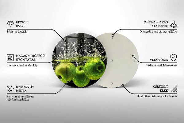 Tagliere in vetro Mele verdi e acqua
