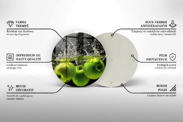 Tagliere in vetro Mele verdi e acqua