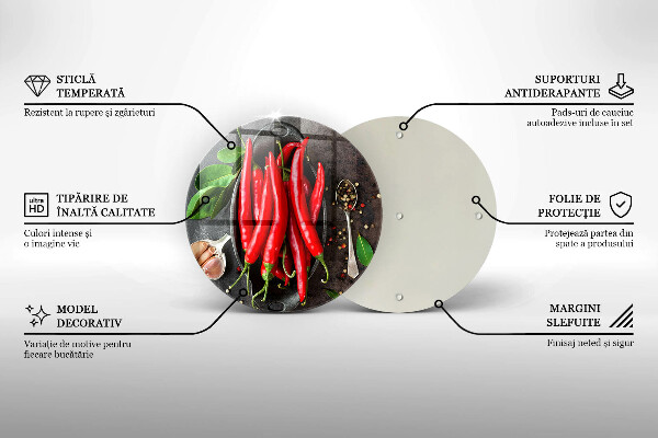 Tagliere in vetro Peperoncini rossi
