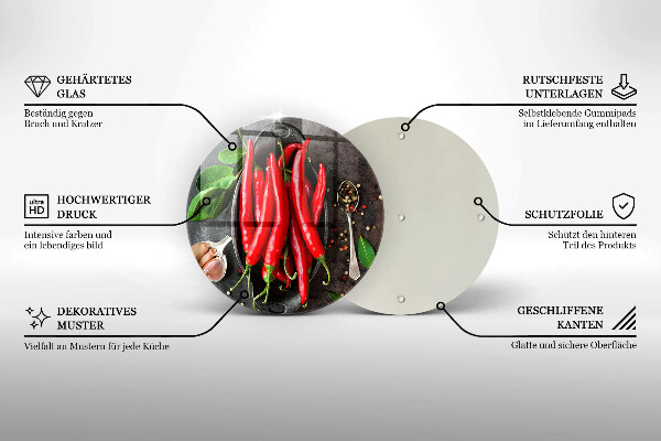 Tagliere in vetro Peperoncini rossi