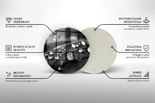 Tagliere in vetro Gocce di rugiada sulle foglie